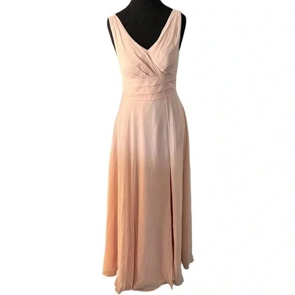 NWT Azazie Pearl Pink Bianca Chiffon Gown Size 6 - Picture 12 of 12